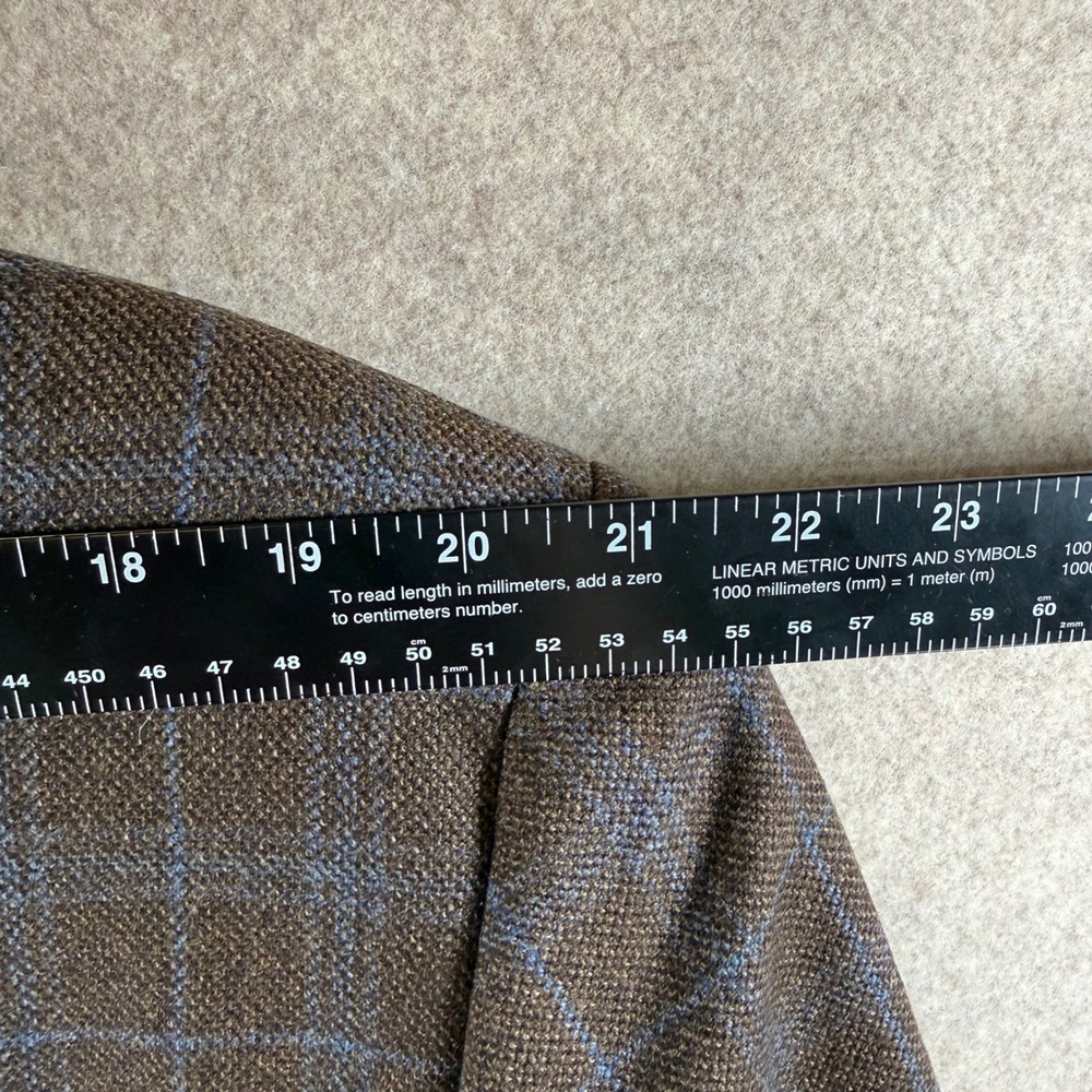 Carlo Mandrone Sport Coat 44R Brown Blue Windowpane Wool Blazer Canada 026498118 - Picture 10 of 12